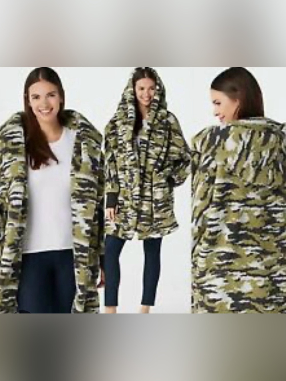 G.I.L.I. Olive Camo Hooded Poncho Sweater